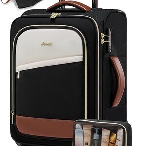 Lovevook Carry on Luggage 22X14X9, 20 Inch Softside Suitcase with 4 Pcs,